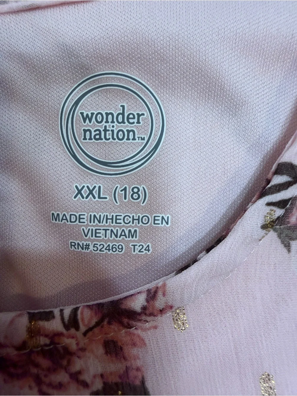 Wonder Nation Girls XXL Pink Floral Bell Sleeve Tiered Ruffle Midi Dress